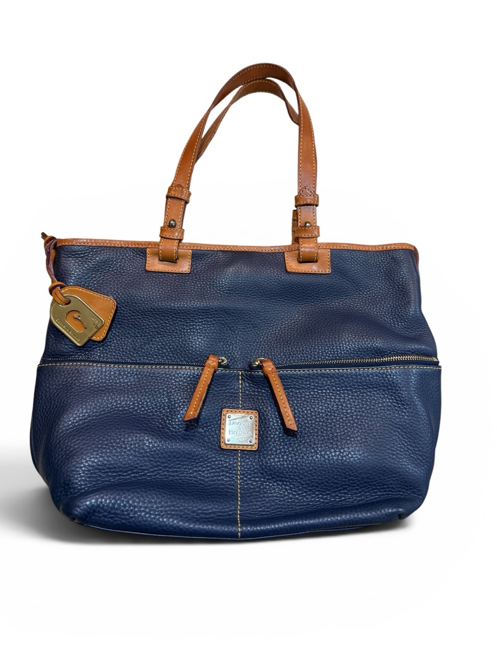 Dooney & Bourke Dillen Pebble Leather Double Pocket Convertible Shopper Navy